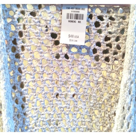 Women's Abercrombie & Fitch Boho Cream Crochet Fringed Long Vest Size M/L New - Picture 5 of 8